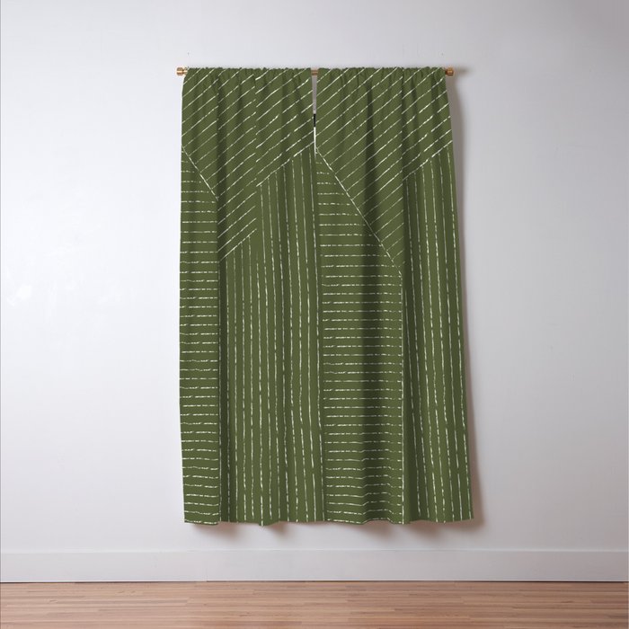 Lines (Moss Green) Window Curtain Gallery Image 3