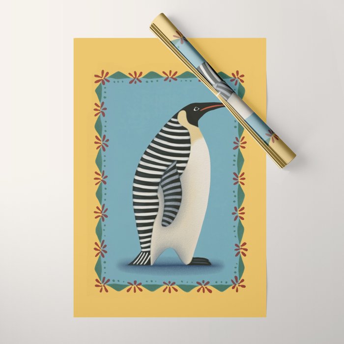 Striped Penguin Wrapping Paper Gallery Image 1