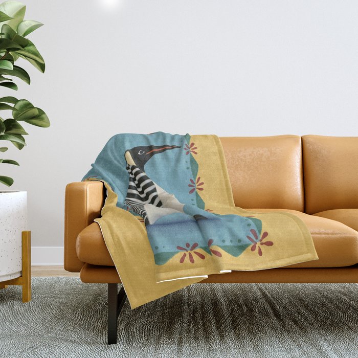 Striped Penguin Throw Blanket Gallery Image 1