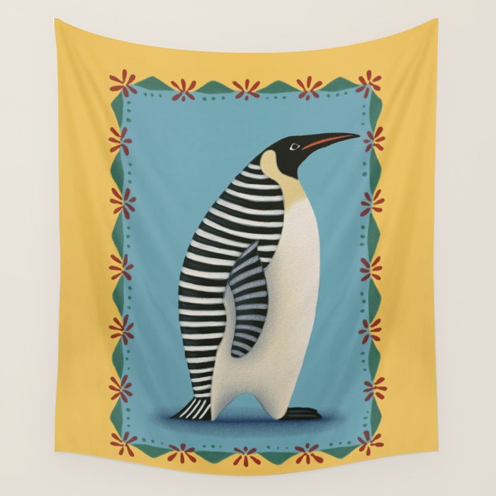 Striped Penguin Wall Tapestry Gallery Image 1