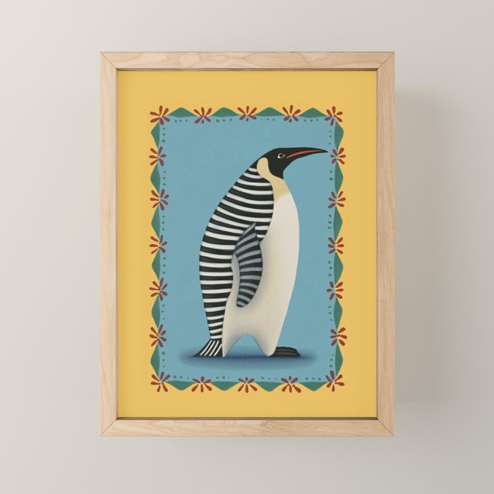 Striped Penguin Mini Art Print Gallery Image 1