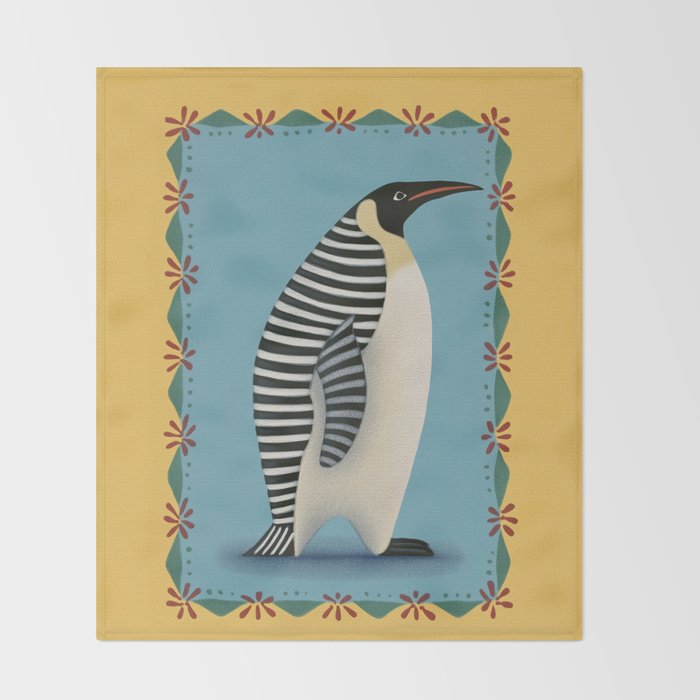 Striped Penguin Throw Blanket Gallery Image 2