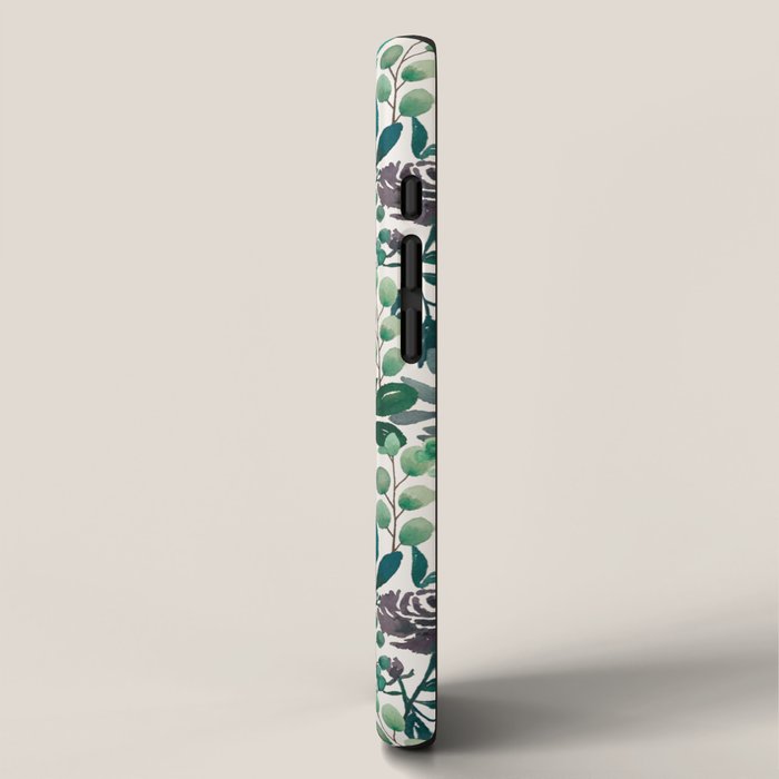 Purple Flowers and Eucalyptus Leaves Pattern iPhone Case Gallery Image 2