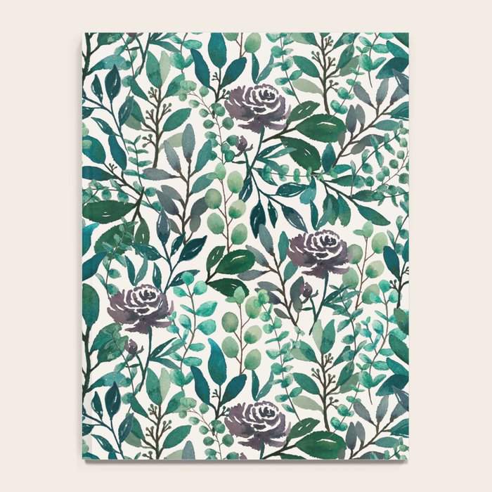 Purple Flowers and Eucalyptus Leaves Pattern Notebook Gallery Image 4