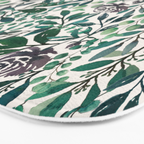 Purple Flowers and Eucalyptus Leaves Pattern Bath Mat Gallery Image 3