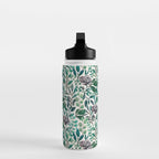 Purple Flowers and Eucalyptus Leaves Pattern Water Bottle Gallery Image 3