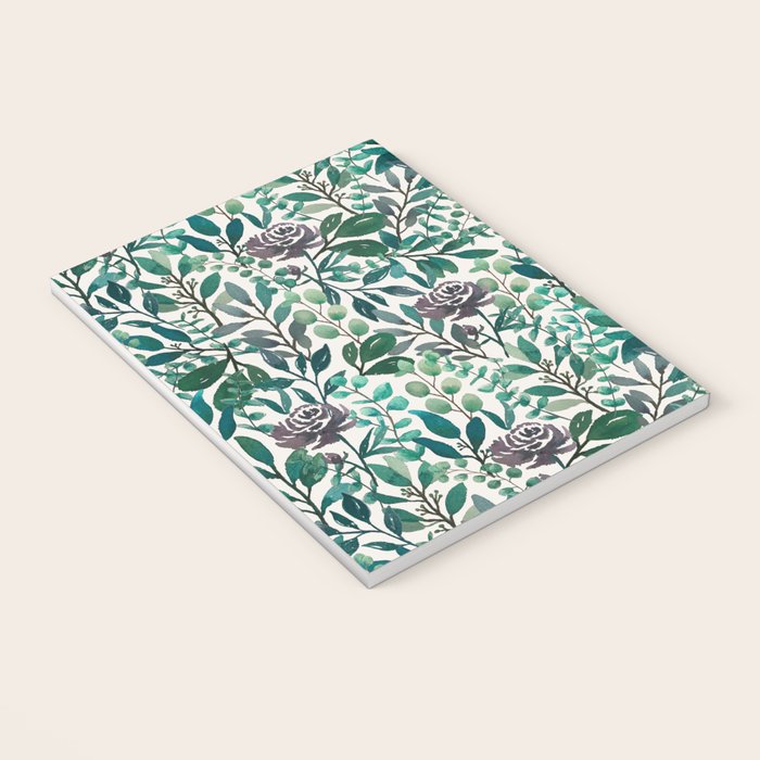 Purple Flowers and Eucalyptus Leaves Pattern Notebook Gallery Image 3