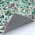 Purple Flowers and Eucalyptus Leaves Pattern Rug Gallery Image 4