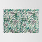 Purple Flowers and Eucalyptus Leaves Pattern Rug Gallery Image 2