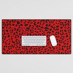 Punk Rock Red Leopard Pattern Desk Mat Gallery Image 1