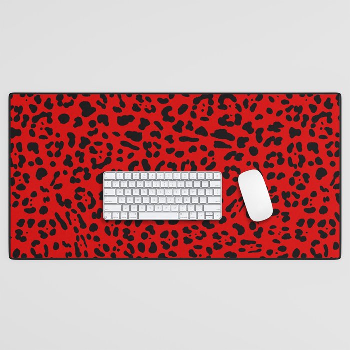 Punk Rock Red Leopard Pattern Desk Mat Gallery Image 1