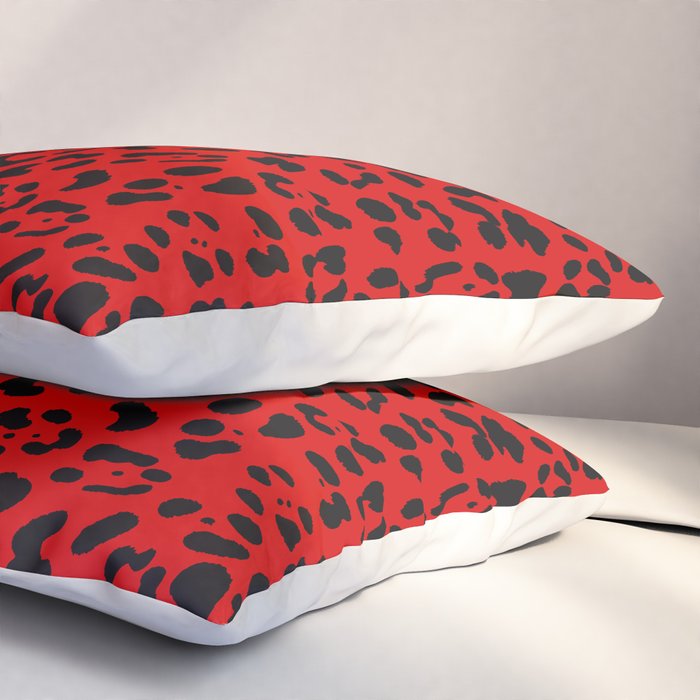 Punk Rock Red Leopard Pattern Pillow Sham Gallery Image 3