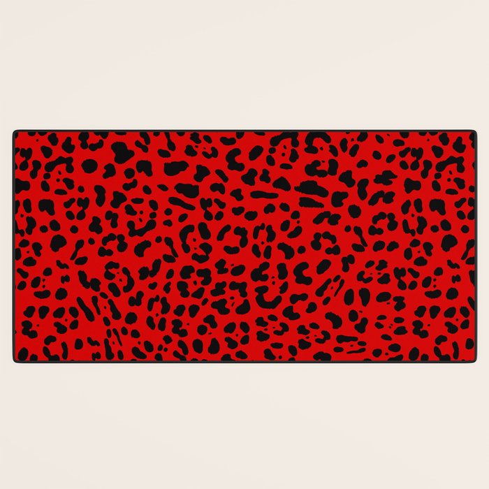 Punk Rock Red Leopard Pattern Desk Mat Gallery Image 3