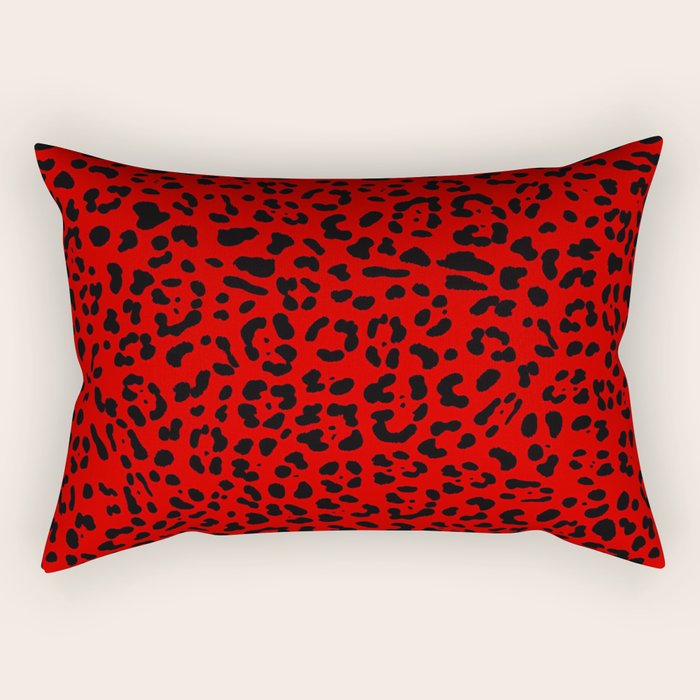 Punk Rock Red Leopard Pattern Rectangular Pillow Gallery Image 2