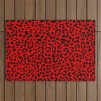 Punk Rock Red Leopard Pattern Outdoor Rug Gallery Image 1