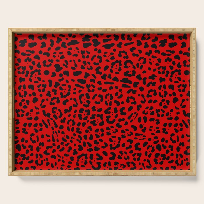 Punk Rock Red Leopard Pattern Serving Tray Gallery Image 1