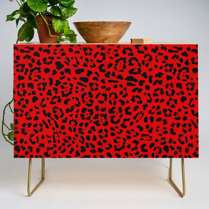 Punk Rock Red Leopard Pattern Credenza Gallery Image 1