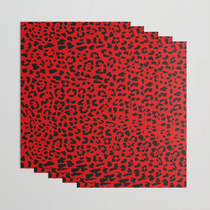 Punk Rock Red Leopard Pattern Wrapping Paper Gallery Image 3