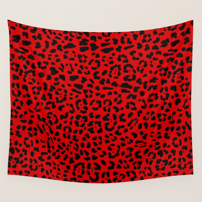 Punk Rock Red Leopard Pattern Wall Tapestry Gallery Image 4