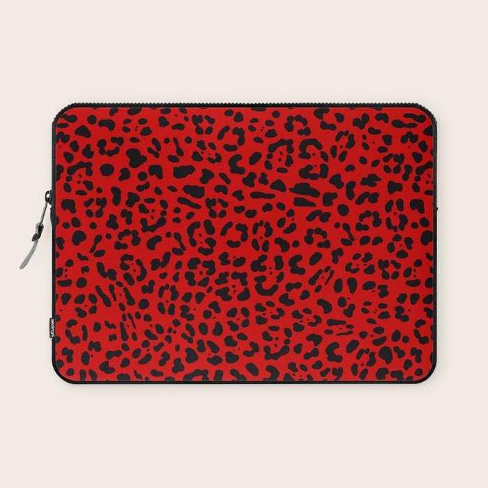 Punk Rock Red Leopard Pattern Laptop Sleeve Gallery Image 1