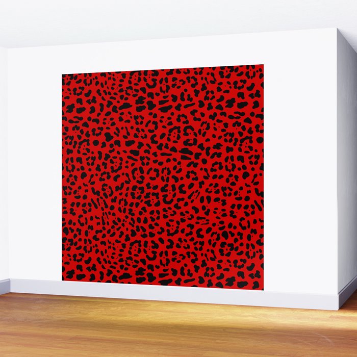 Punk Rock Red Leopard Pattern Wall Mural Gallery Image 2