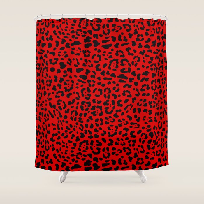 Punk Rock Red Leopard Pattern Shower Curtain Gallery Image 1