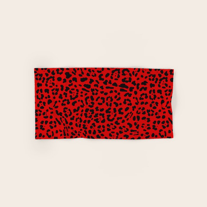 Punk Rock Red Leopard Pattern Bath Towel Gallery Image 1