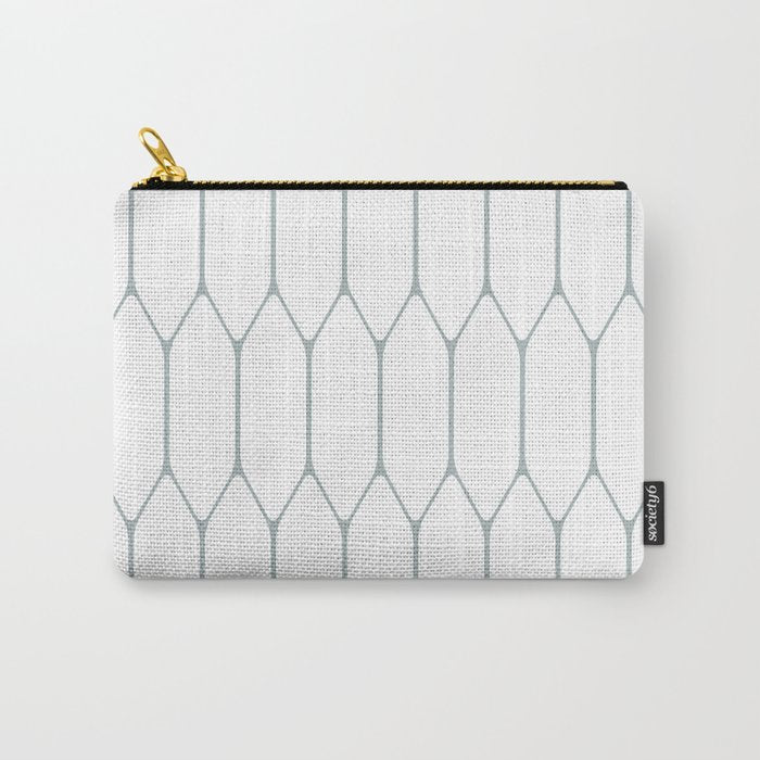 Long Honeycomb Minimalist Geometric Pattern in White and Light Blue-Gray Carry All Pouch Gallery Image 1
