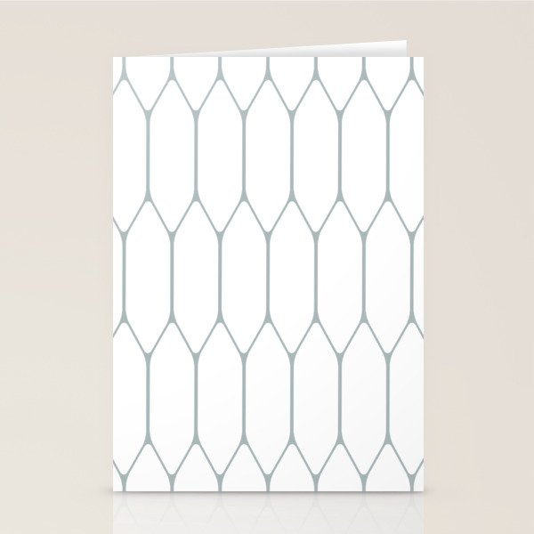 Long Honeycomb Minimalist Geometric Pattern in White and Light Blue-Gray Stationery Card Gallery Image 2