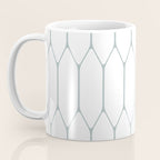 Long Honeycomb Minimalist Geometric Pattern in White and Light Blue-Gray Coffee Mug Gallery Image 3