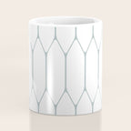 Long Honeycomb Minimalist Geometric Pattern in White and Light Blue-Gray Coffee Mug Gallery Image 4