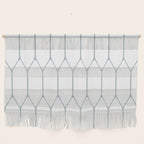 Long Honeycomb Minimalist Geometric Pattern in White and Light Blue-Gray Wall Hanging Gallery Image 1