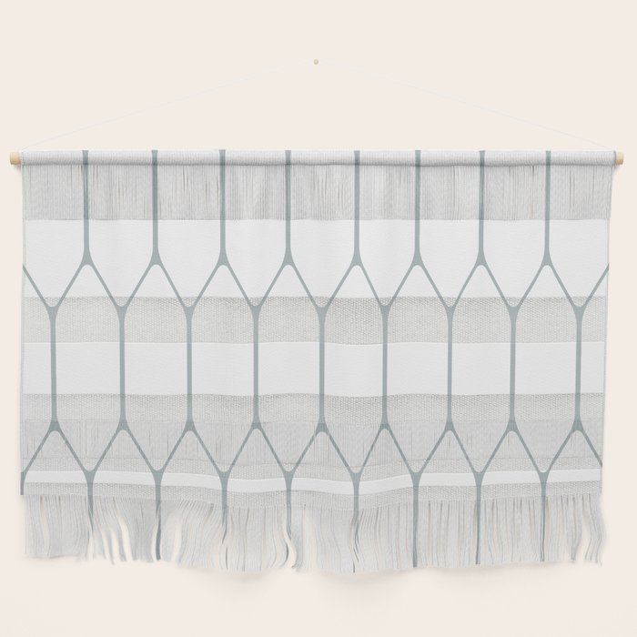 Long Honeycomb Minimalist Geometric Pattern in White and Light Blue-Gray Wall Hanging Gallery Image 1