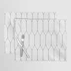 Long Honeycomb Minimalist Geometric Pattern in White and Light Blue-Gray Placemat Gallery Image 1