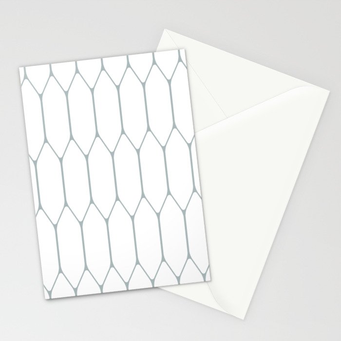 Long Honeycomb Minimalist Geometric Pattern in White and Light Blue-Gray Stationery Card Gallery Image 2
