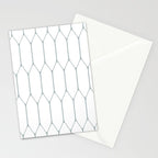 Long Honeycomb Minimalist Geometric Pattern in White and Light Blue-Gray Stationery Card Gallery Image 2