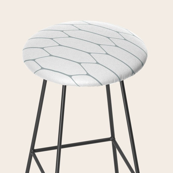 Long Honeycomb Minimalist Geometric Pattern in White and Light Blue-Gray Stool Gallery Image 2