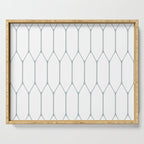 Long Honeycomb Minimalist Geometric Pattern in White and Light Blue-Gray Serving Tray Gallery Image 1