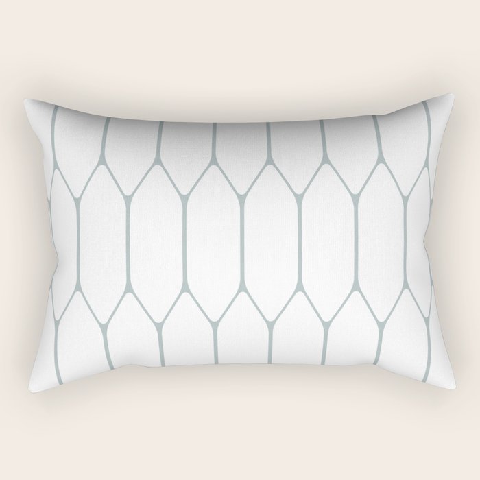 Long Honeycomb Minimalist Geometric Pattern in White and Light Blue-Gray Rectangular Pillow Gallery Image 2
