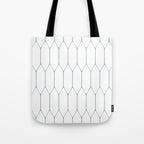 Long Honeycomb Minimalist Geometric Pattern in White and Light Blue-Gray Tote Bag Gallery Image 1