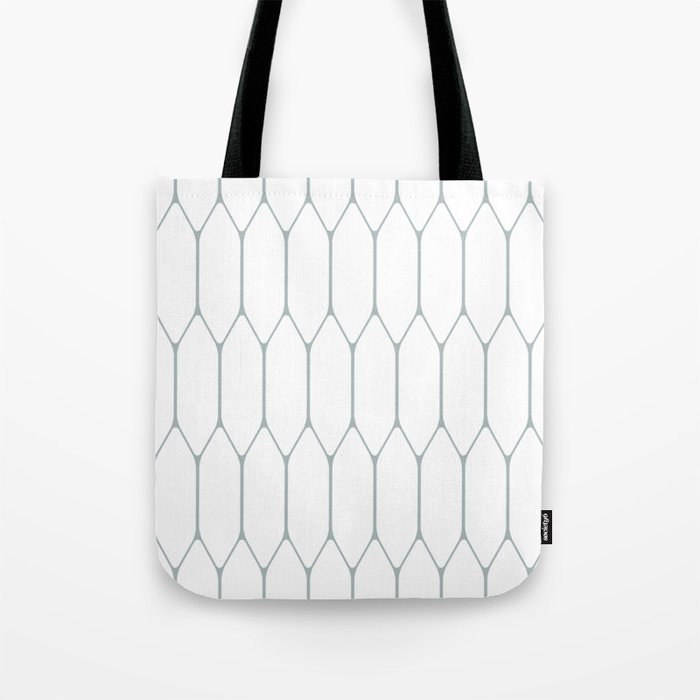 Long Honeycomb Minimalist Geometric Pattern in White and Light Blue-Gray Tote Bag Gallery Image 1