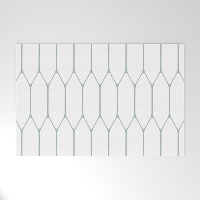 Long Honeycomb Minimalist Geometric Pattern in White and Light Blue-Gray Welcome Mat Gallery Image 1