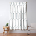 Long Honeycomb Minimalist Geometric Pattern in White and Light Blue-Gray Window Curtain Gallery Image 5