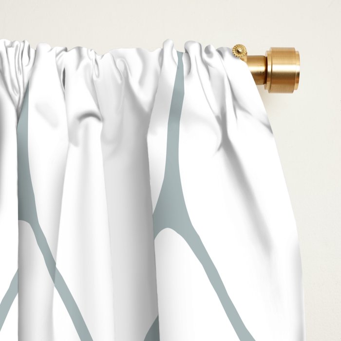 Long Honeycomb Minimalist Geometric Pattern in White and Light Blue-Gray Window Curtain Gallery Image 2