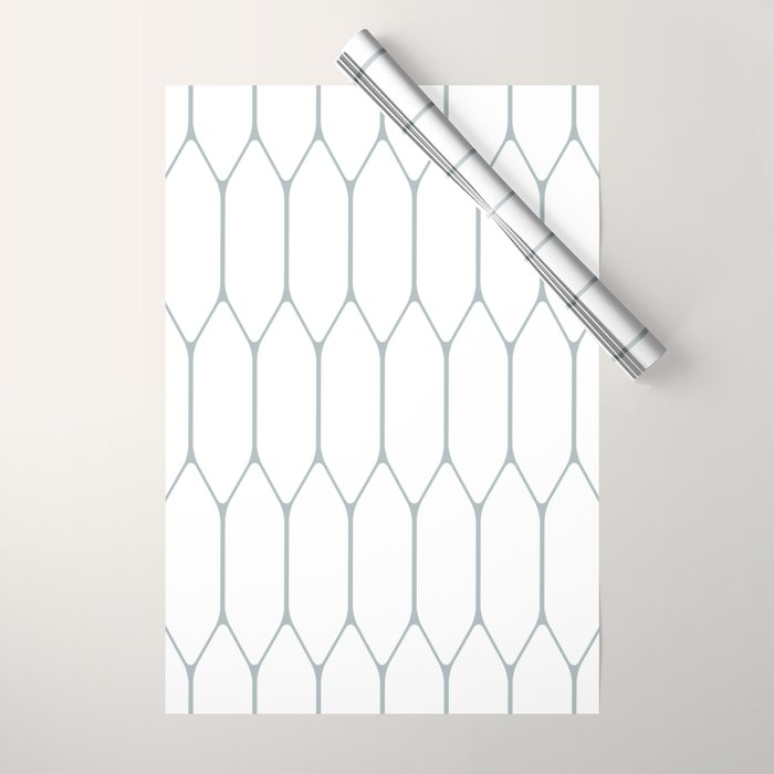 Long Honeycomb Minimalist Geometric Pattern in White and Light Blue-Gray Wrapping Paper Gallery Image 1