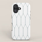 Long Honeycomb Minimalist Geometric Pattern in White and Light Blue-Gray iPhone Case Gallery Image 1