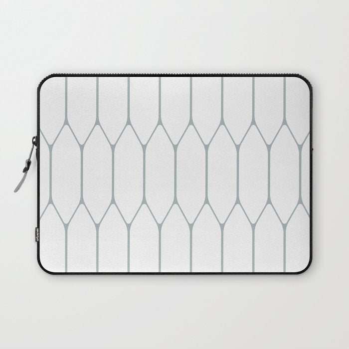 Long Honeycomb Minimalist Geometric Pattern in White and Light Blue-Gray Laptop Sleeve Gallery Image 1