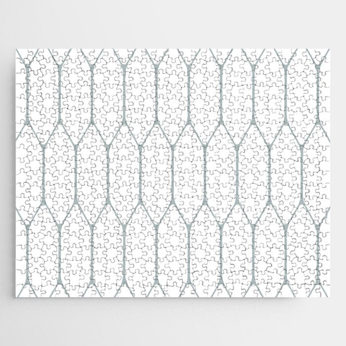 Long Honeycomb Minimalist Geometric Pattern in White and Light Blue-Gray Jigsaw Puzzle Gallery Image 1