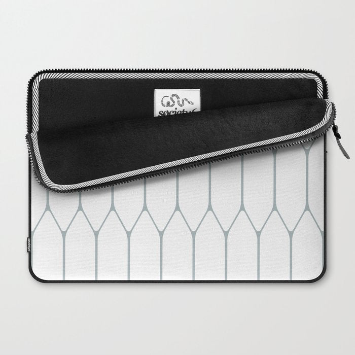 Long Honeycomb Minimalist Geometric Pattern in White and Light Blue-Gray Laptop Sleeve Gallery Image 2