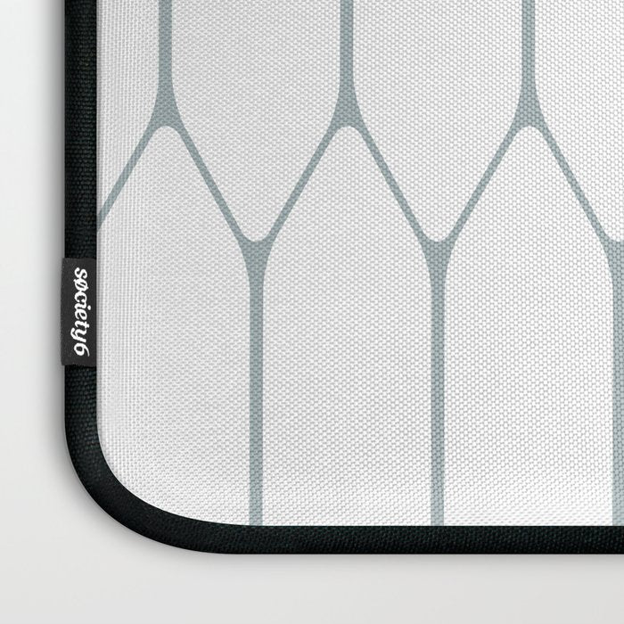 Long Honeycomb Minimalist Geometric Pattern in White and Light Blue-Gray Laptop Sleeve Gallery Image 3